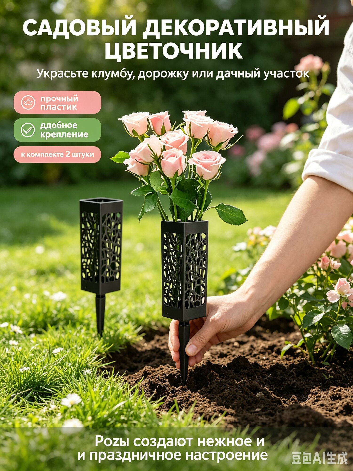 Вазы для кладбищ и могил, для искусственных и живых существ, с гвоздями, ритуалы, сады, зеленые и черные, 25 см, 2 шт