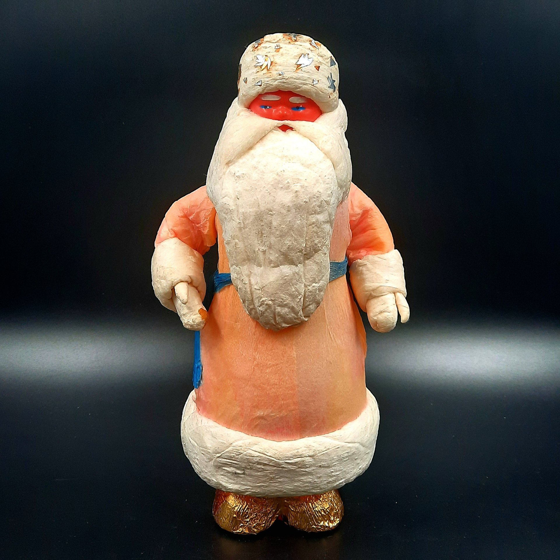 Игрушка под ёлку "Дед Мороз", вата, пластик, бумага, СССР, 1960-1990 гг.