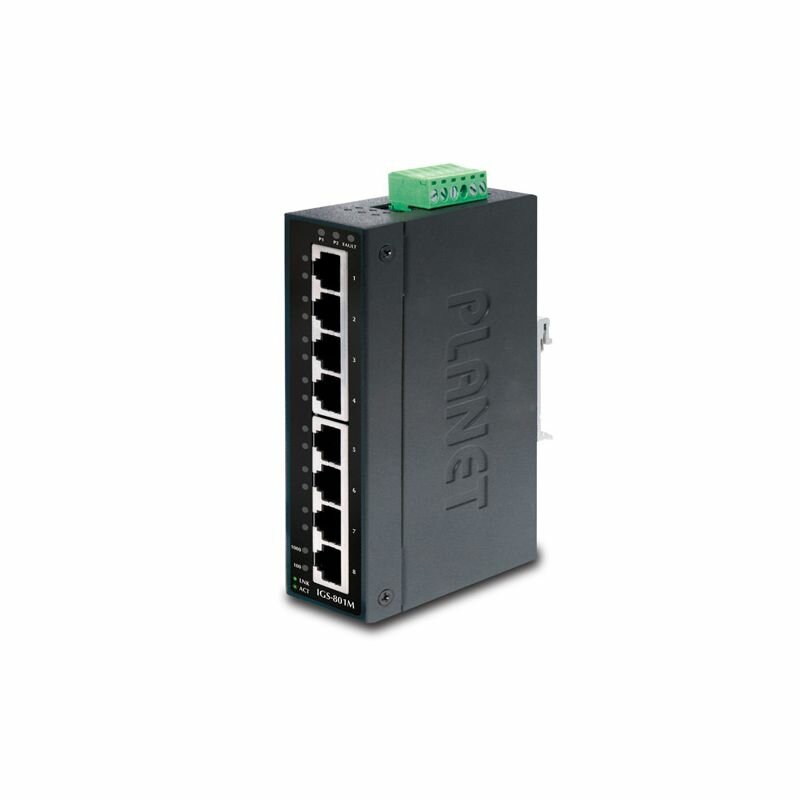 PLANET IP30 Slim type 8-Port Industrial Manageable Gigabit Ethernet Switch (-40 to 75 degree C)