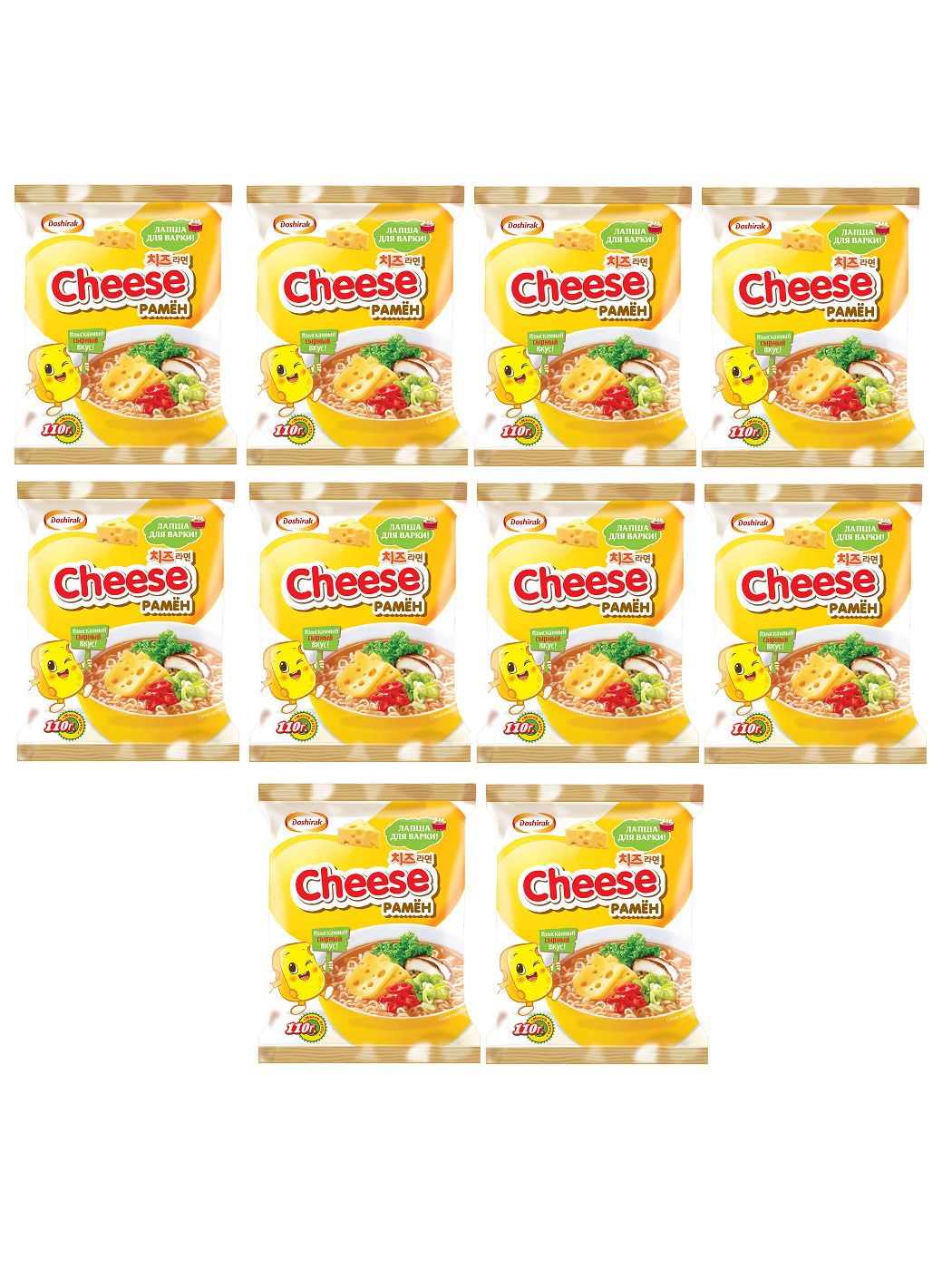 Doshirak Лапша для варки Cheese Рамен, 110 гр, 10 шт