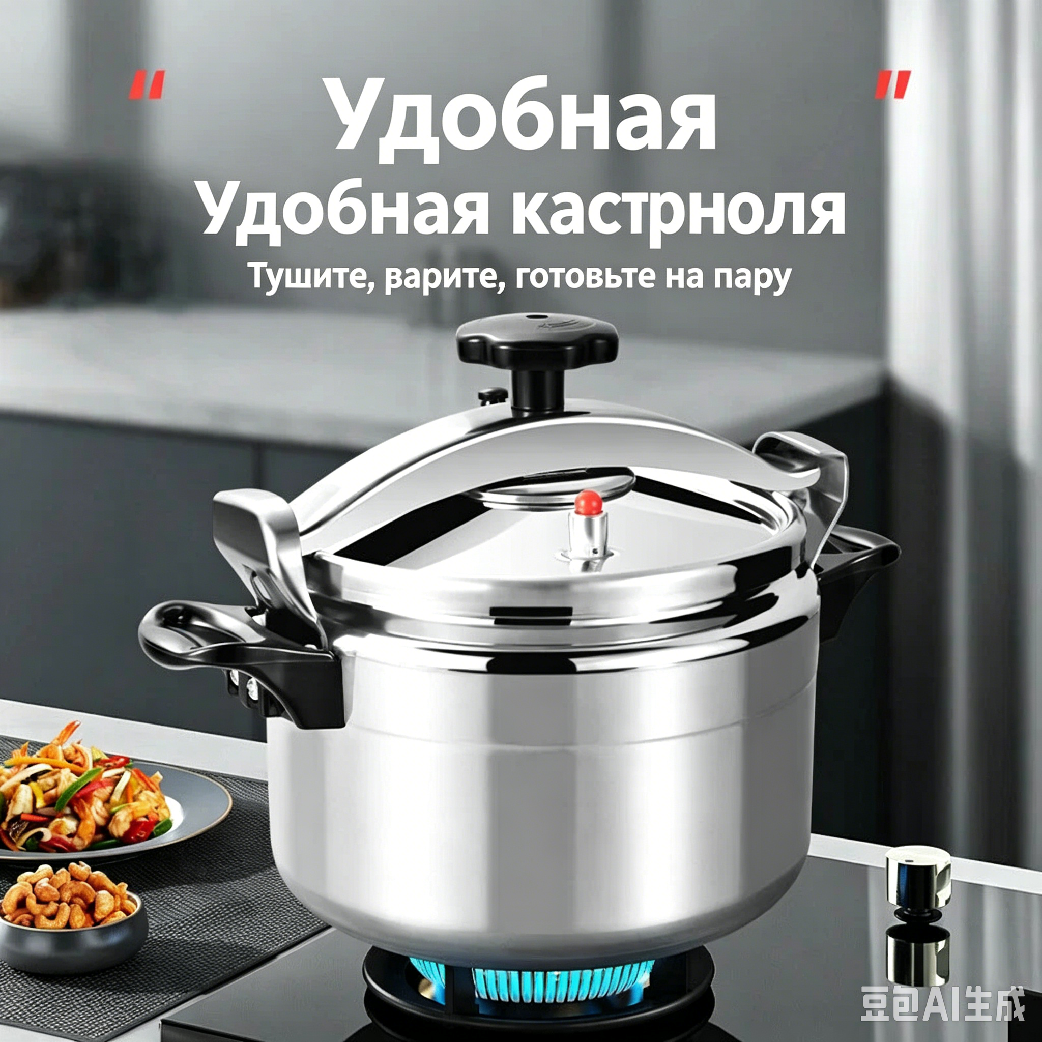 Сковорода-пресс алюминиевая с антипригарным покрытием, модель BY-PC, объем 4 литров, для газовой плиты