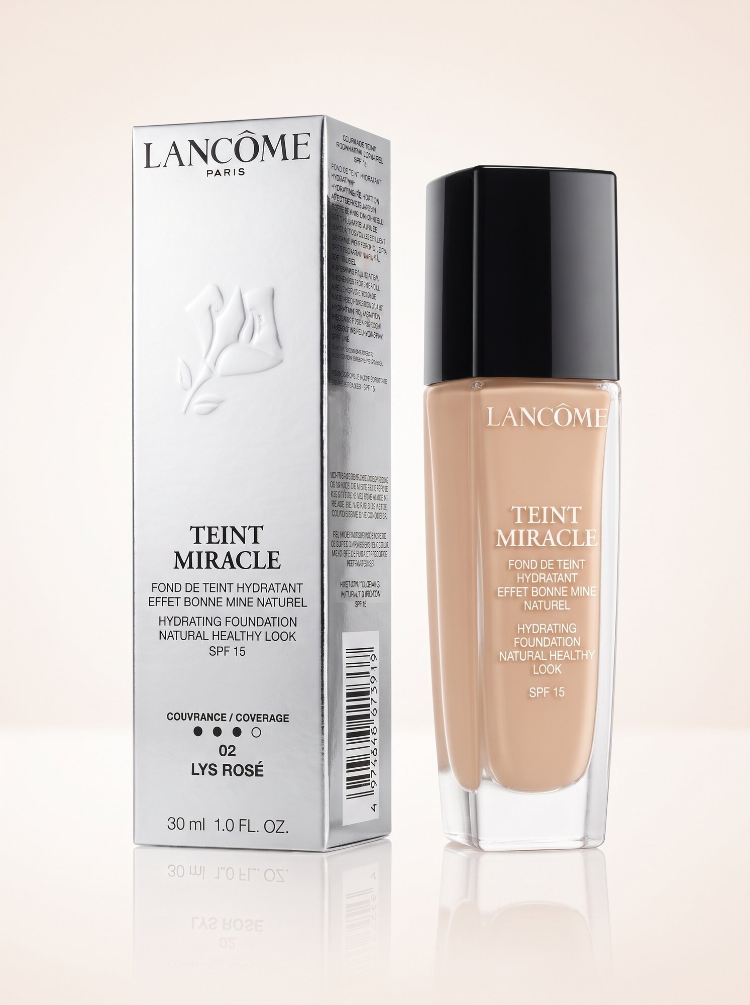 02 Lys Rose Teint Miracle SPF 15 Увлажняющий тональный крем. Франция