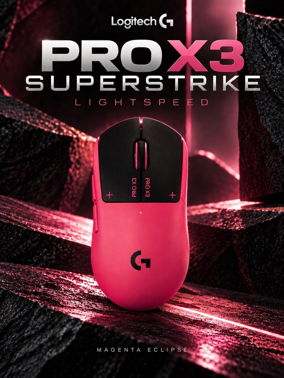 Мышь игровая Logitech G PRO X3 SUPERSTRIKE LIGHTSPEED, беспроводная, оптическая, Magenta Eclipse