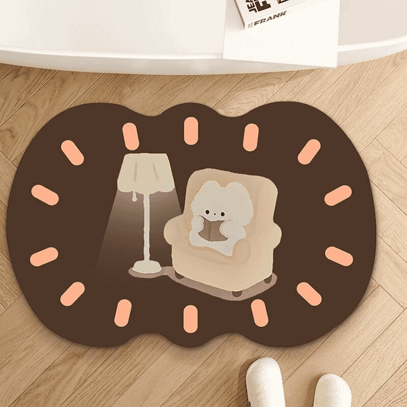 Мультяшный коврик из диатомита, нескользящий, для ванной, Медвежонок с рюкзаком, 40x60см, улучш.