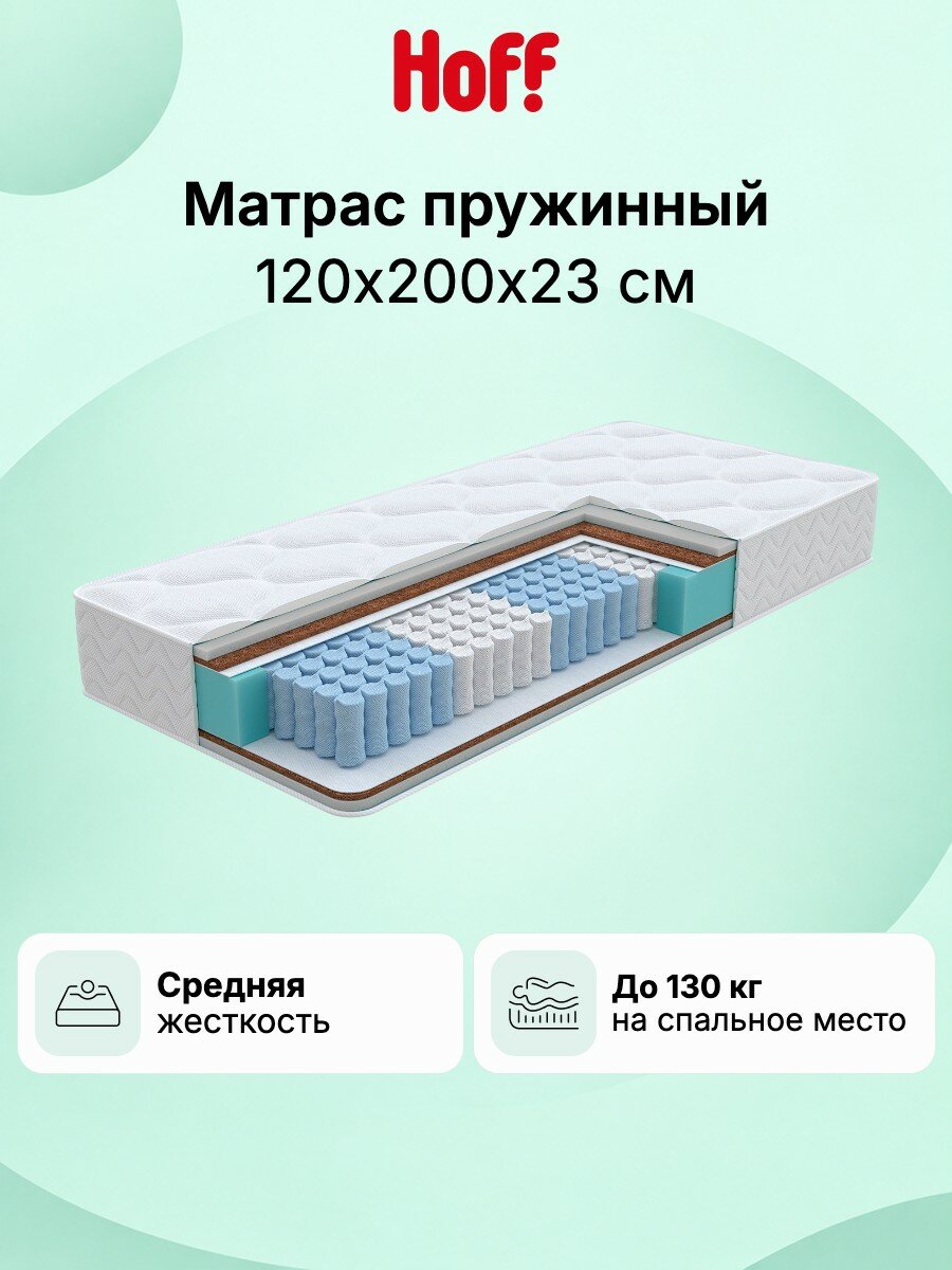 Матрас MILDEX Smart Dream, 120х200 см, независимые пружины, двусторонний, средняя жесткость