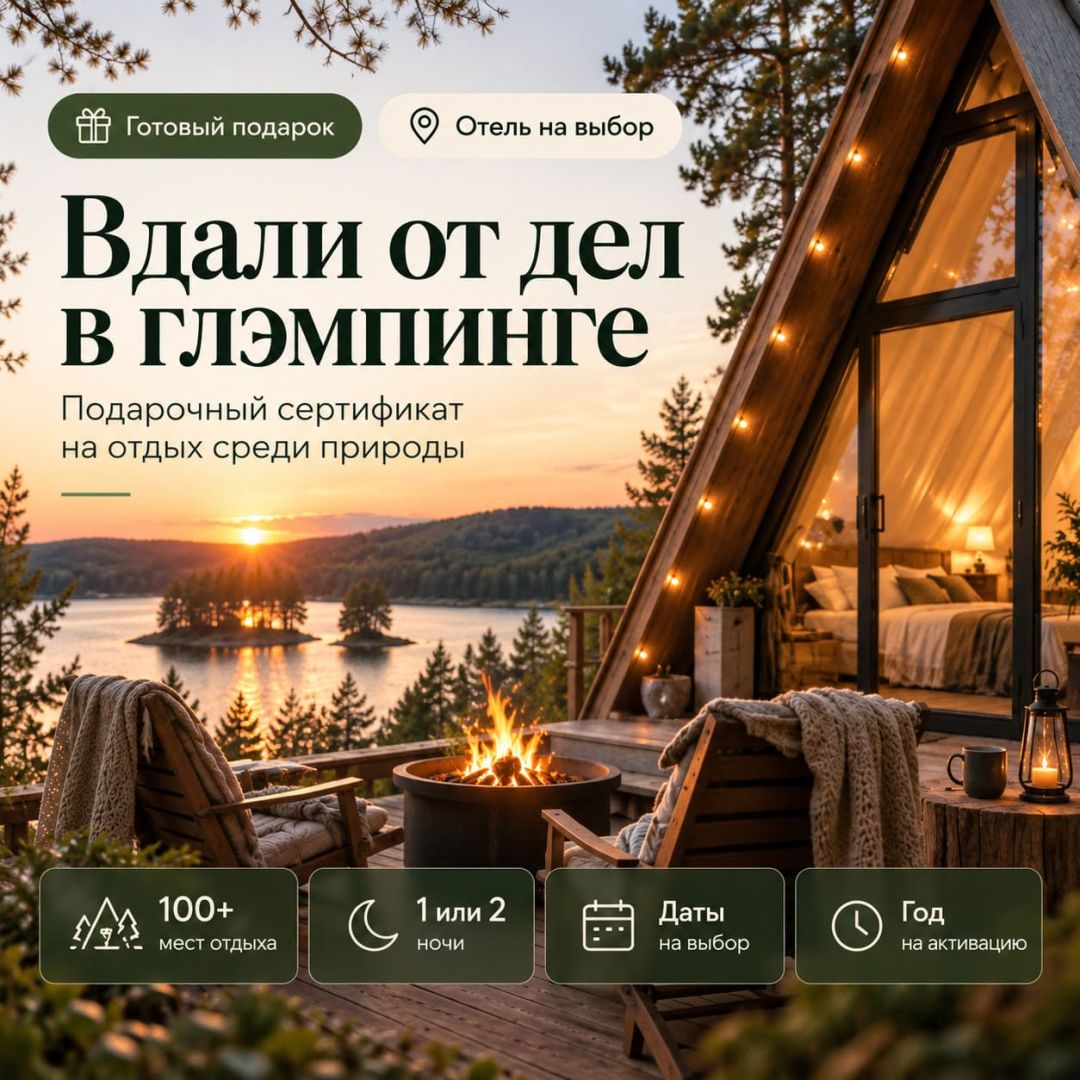 Подарочный набор «Вдали от дел в глэмпинге» (114 впечатлений на выбор)