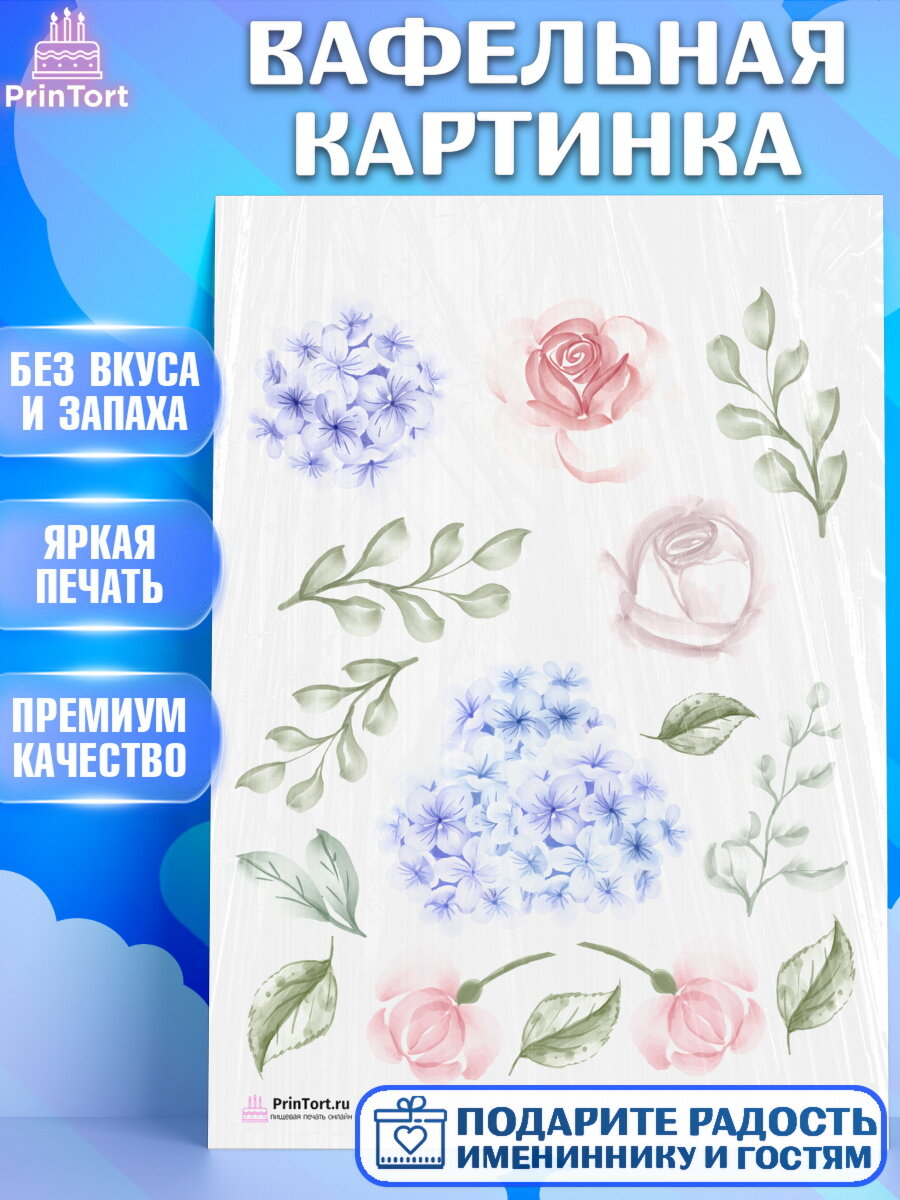 Вафельная картинка для торта С Днем Рождения. Украшения для торта девушке на День Рождения. Декор для выпечки PrinTort
