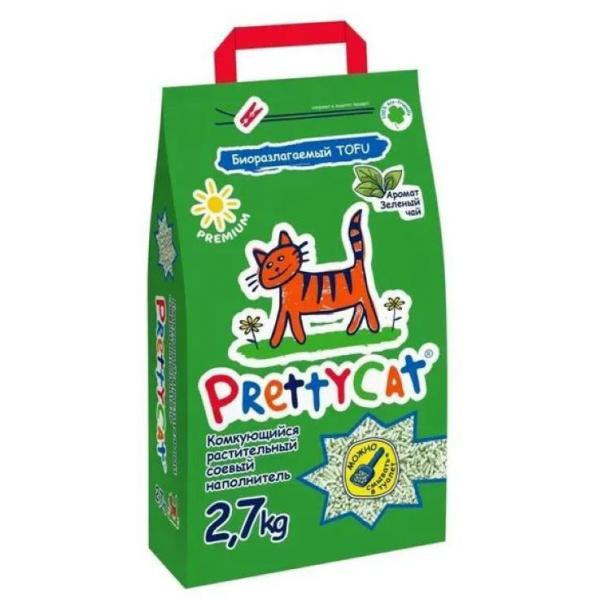 Pretty Cat Комкующийся соевый наполнитель TOFU с ароматом "Зеленый чай", 2,7кг