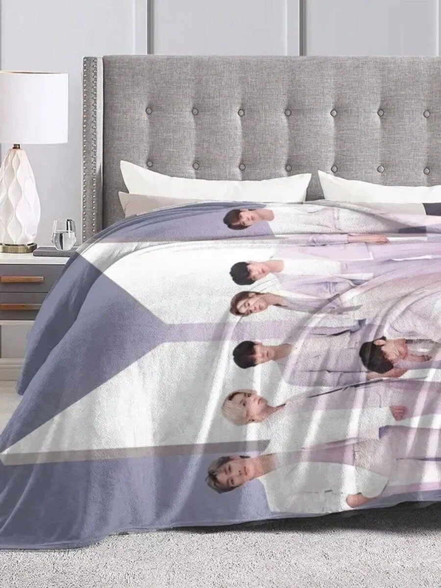 MXEB Плед с фотопринтом BTS Пледы БТС , Фланель, 200 см х 150 см