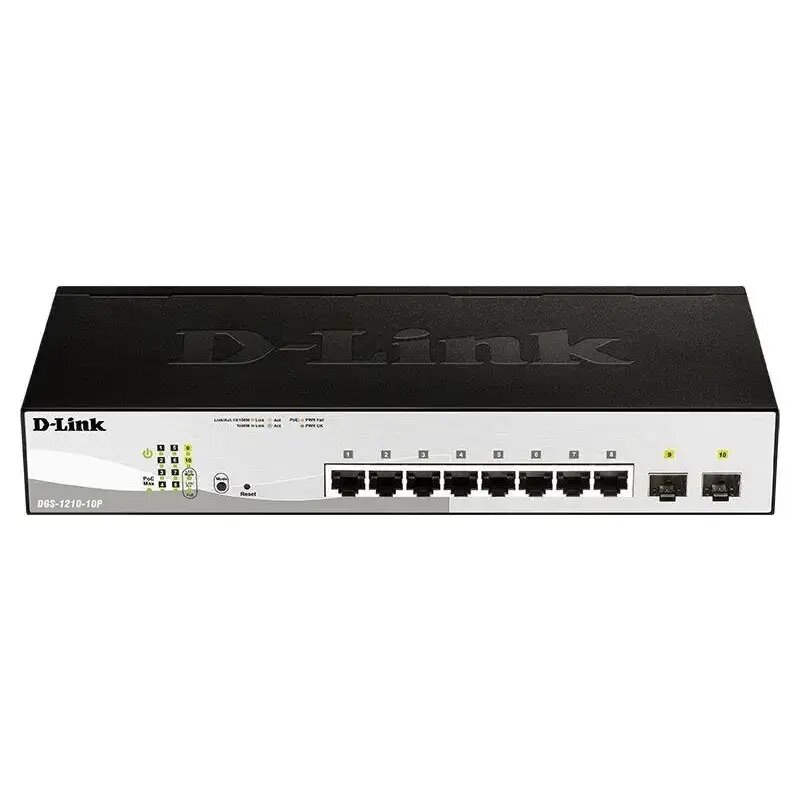 Коммутатор D-Link DGS-1210-10P/FL управляемый L2, 8 портов PoE 1 Гбит/с, 2 SFP, 65 Вт DGS-1210-10P/FL2A