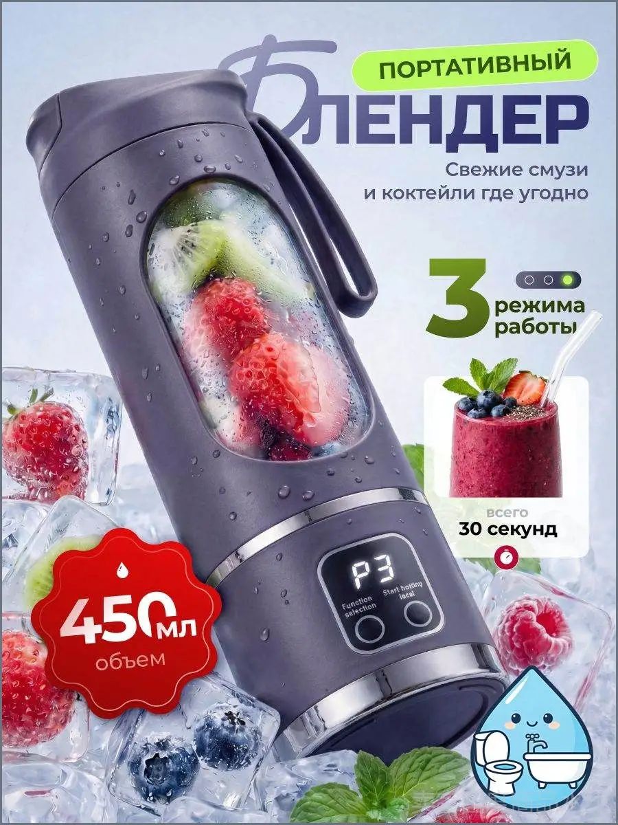Портативный блендер бленд, фиолетовый, сиреневый