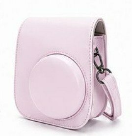 Мягкий кожаный аксессуар защитный футляр для мгновенной камеры Instax Mini синий с плечевым съемным ремешком для удобства при перевозке