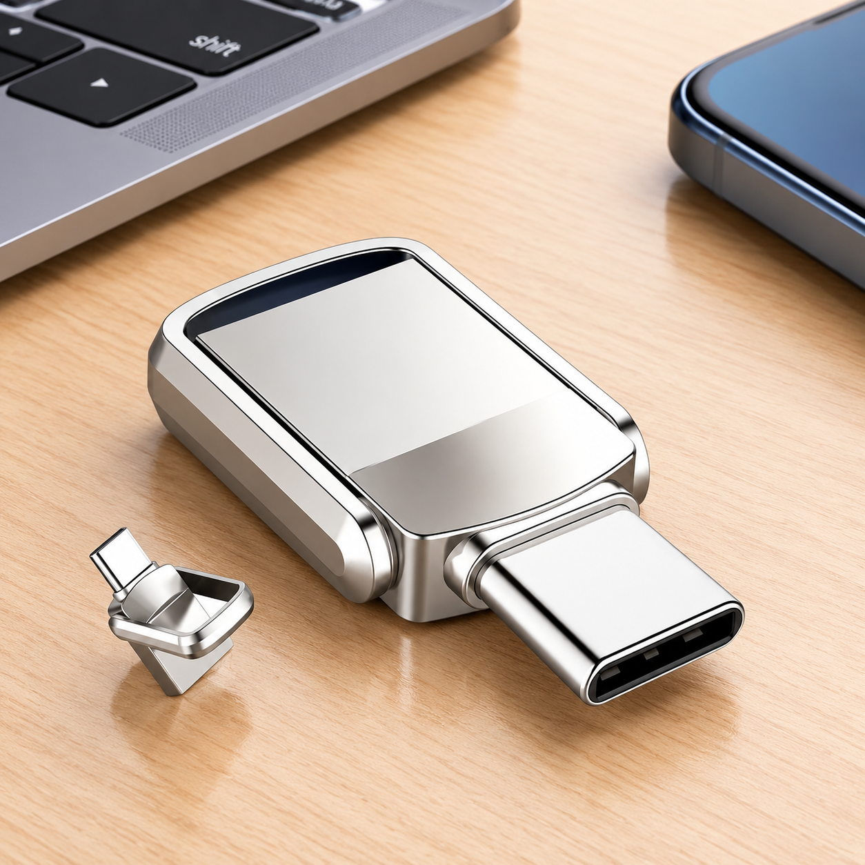 USB-накопитель Type-C 2ТБ, OTG (Цвет товара: серебристый)