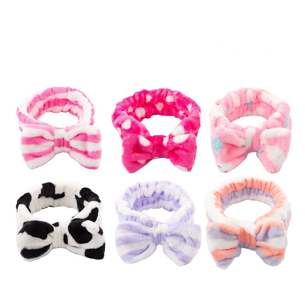 Lovely Головной Ободок С Ленточкой Из Фланели Для Женщин 7Pcs В Разных Цветах Подходит Для Макияжа Йоги И Упражнений
