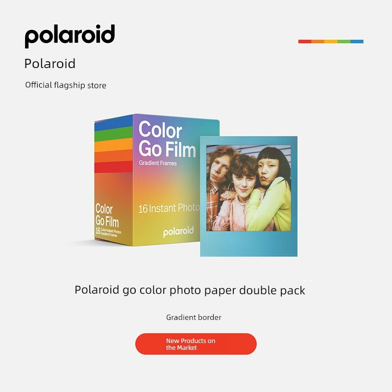 Polaroid Go Цветная Стойка Мгновенная Пленка с Градиентной Каймой, 16 Листов для Мини-Камер, Производство 2026 Года