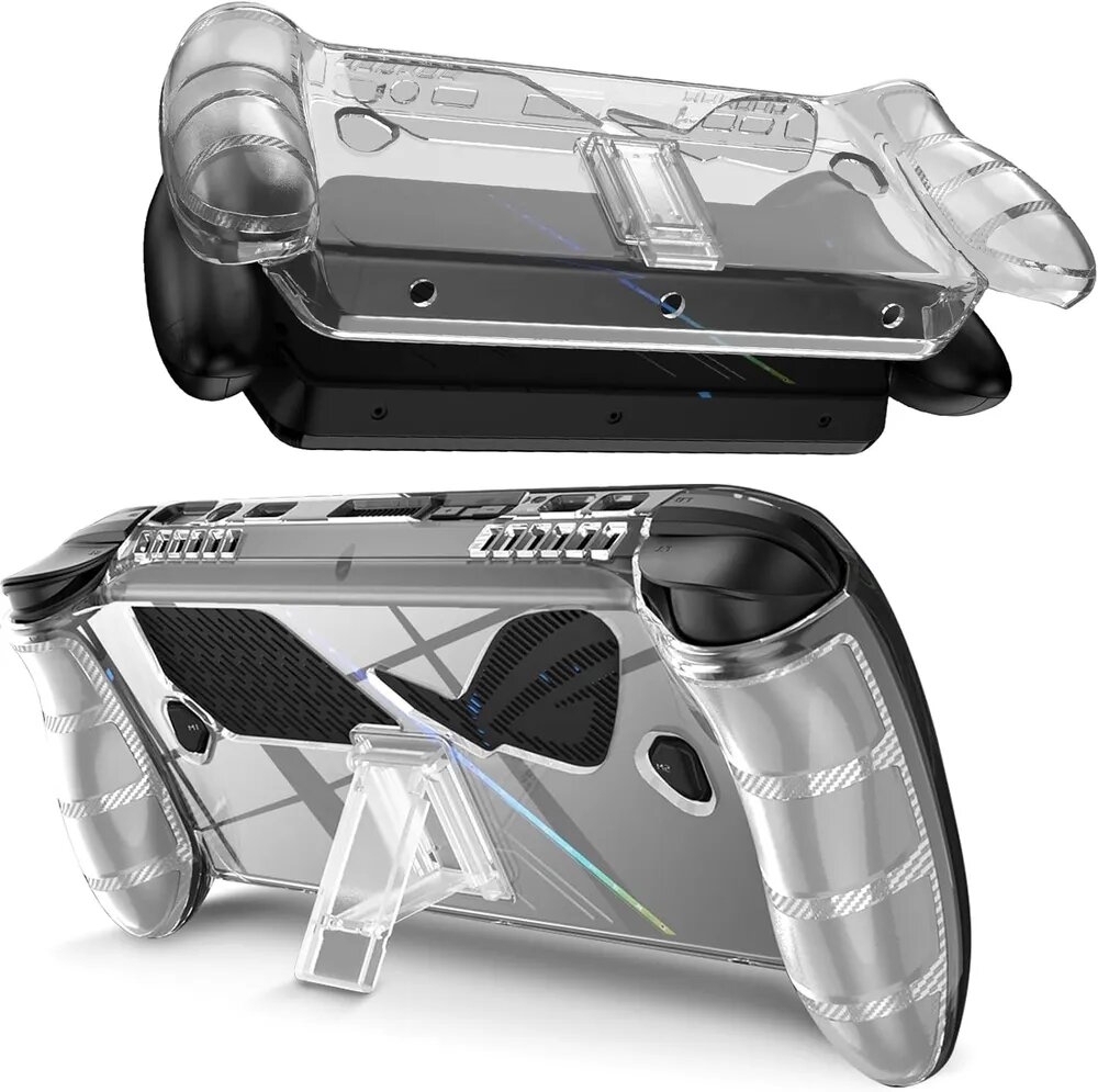Защитная крышка ASUS ROG Xbox Ally X 2025 с подставкой, силикон абсорбция удара, легкий докируемый корпус, Protector Бампер прозрачный цвет
