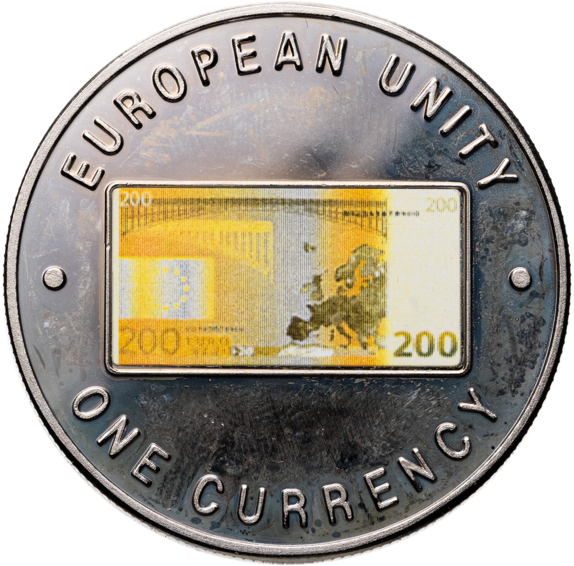 Замбия 1000 квача 1998 "Банкнота 200 евро - реверс", МНЦ медь-никель-цинк, в сохранности Proof