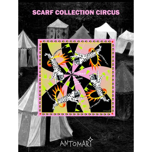 Платок ANTOMARI Circus для женщин,70х70 см, розовый,