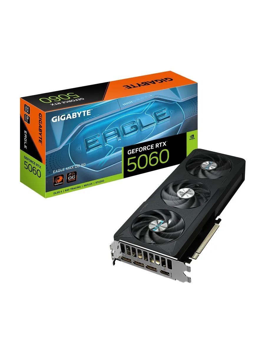 Gigabyte Видеокарта GeForce RTX 5060 GV-N5060EAGLEMAXOC-8GD 8 ГБ (GV-N5060EAGLEMAX OC-8GD)