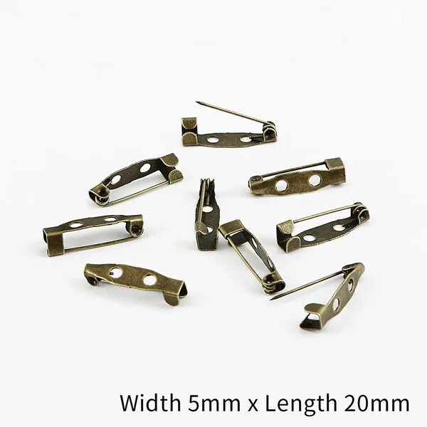 Металлические зажимы для брошей, 50 шт, 15-35 мм Bronze 5x20mm