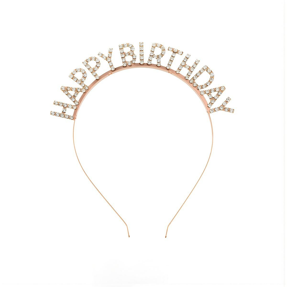 Женский аксессуар на день рождения золотистый ободок со стразами надпись HAPPY BIRTHDAY универсальный размер для фотосъёмки вечеринки