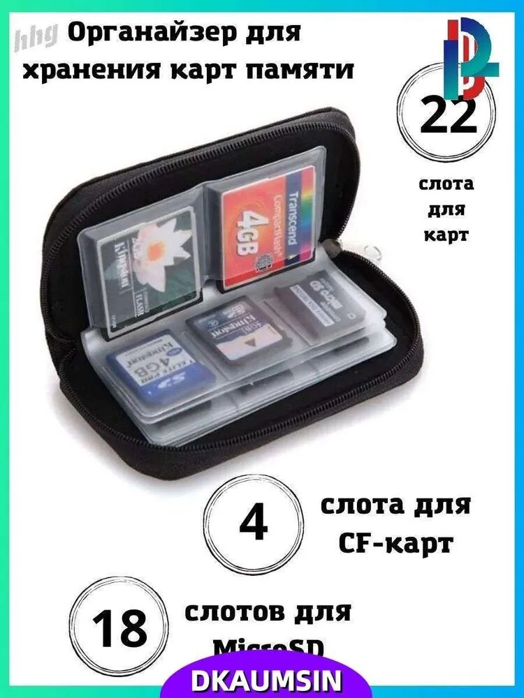 Кейс для карт памяти, органайзер для флешек 22 слота