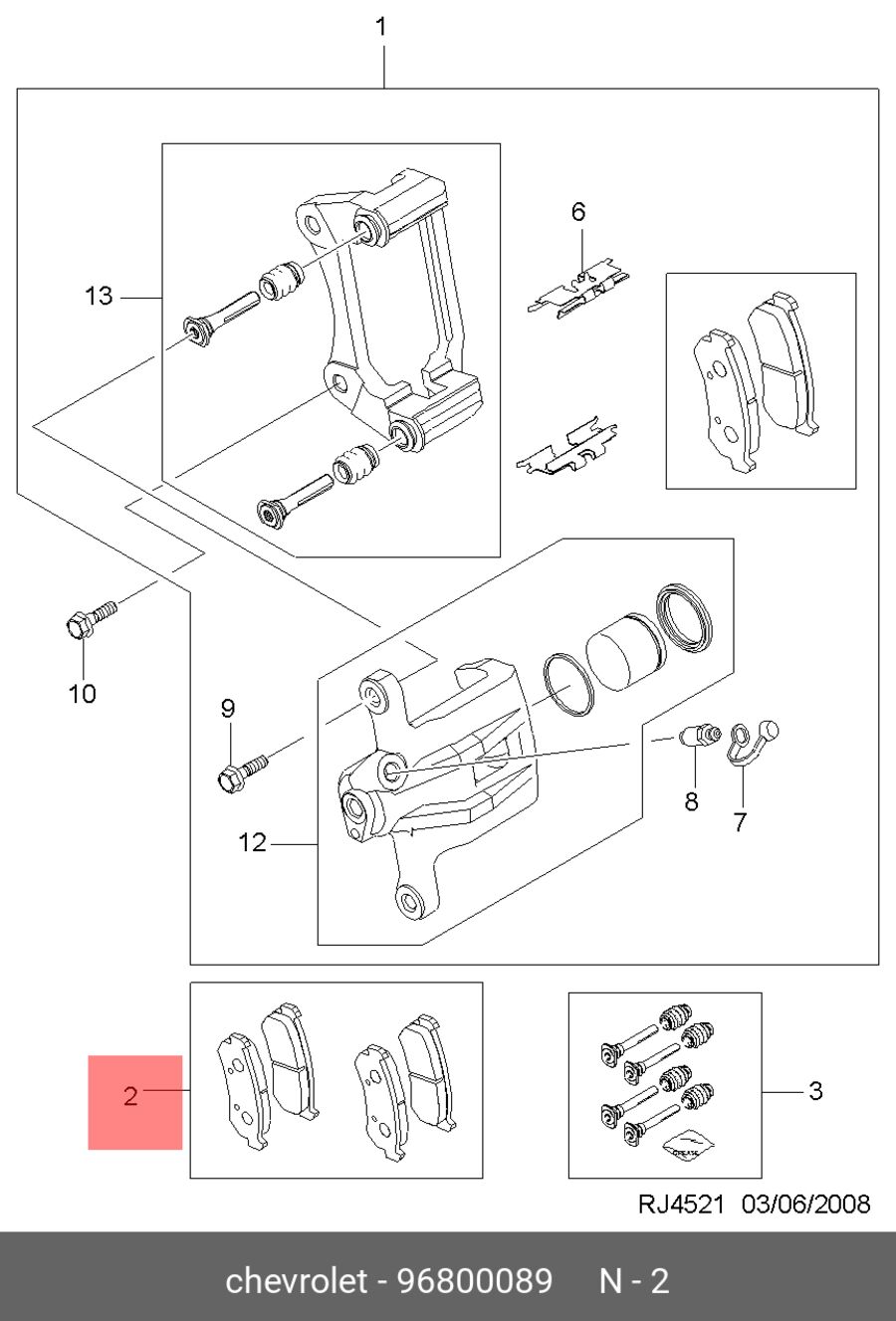 Колодки тормозные задние дисковые org (GM/Daewoo/Ravon 96800089)