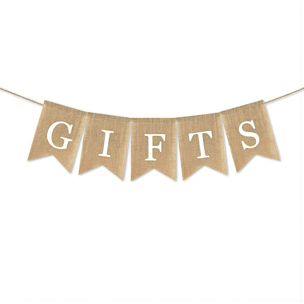 Домашняя вечеринка декор GIFTS джутовая гирлянда для зоны подарков свадьбы дня рождения новогоднего мероприятия, DFC07-1 белый жакарди с надписью GIFTS