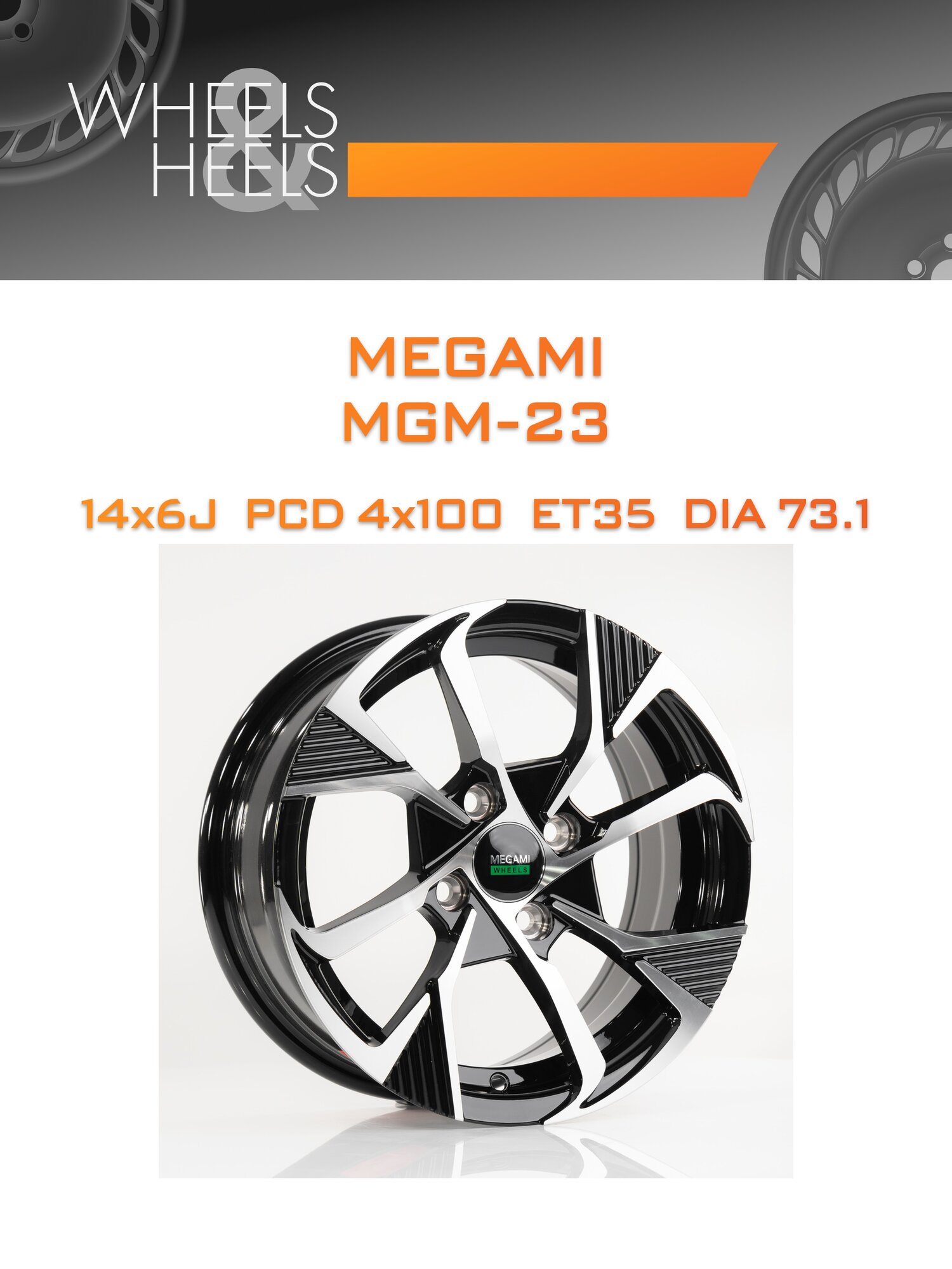 Диск автомобильный литой Megami MGM-23 14x6 4x100 et35 dia73.1 bkf
