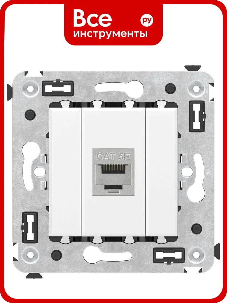Компьютерная розетка DKC RJ 45, без шторки, в стену, кат.5e, одинарная, экранированная, Avanti, Белое облако, 1 шт. 4400763
