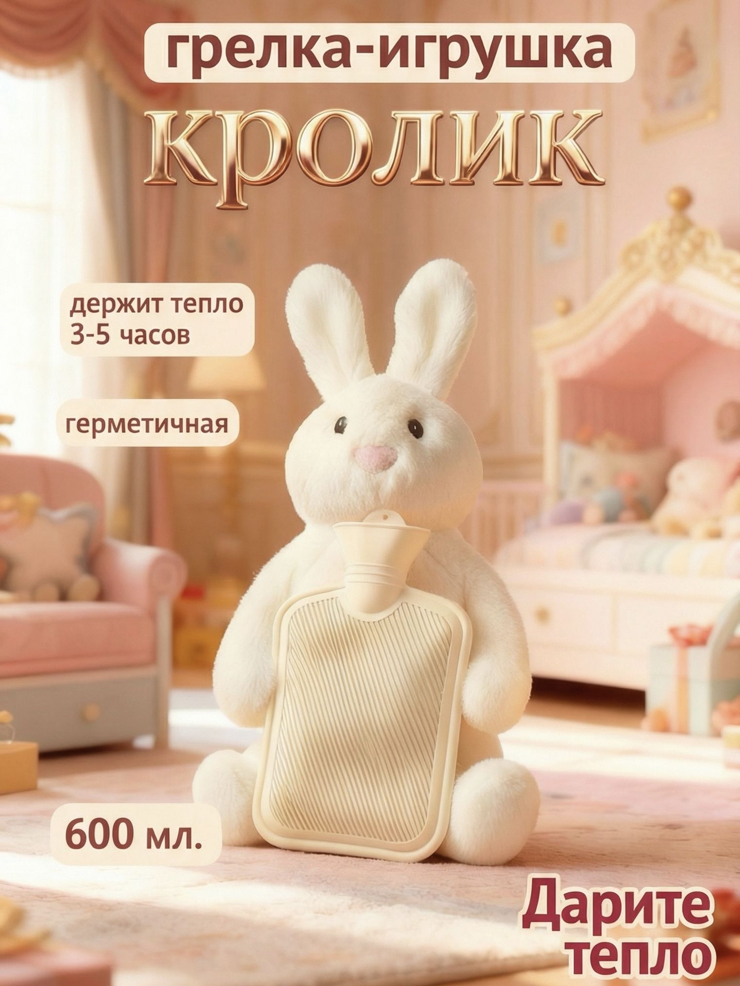 Мягкая игрушка-грелка кролик белый