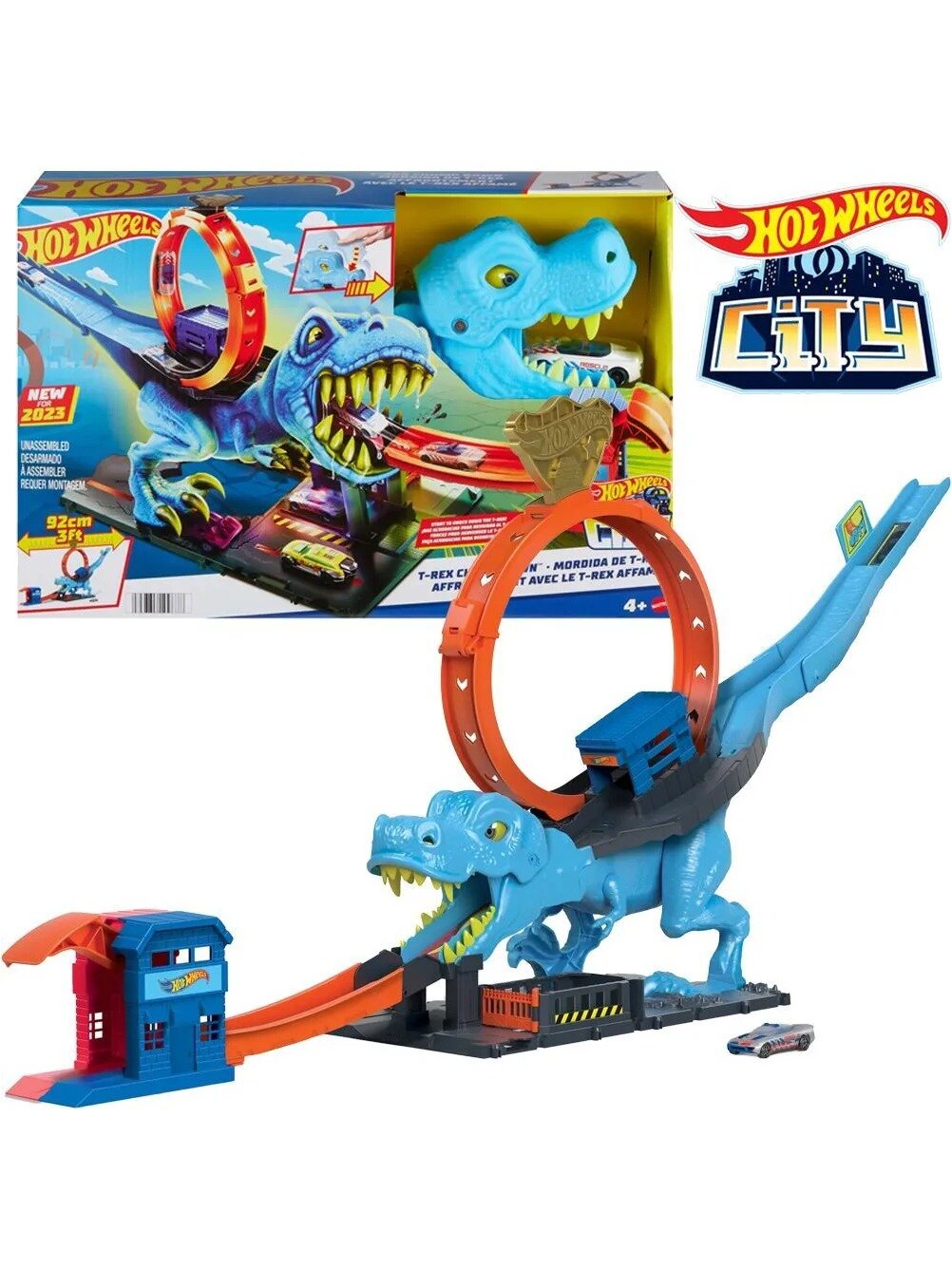 Игровой набор Hot Wheels City Охота Ти-Рекса: трек с петлёй и машинкой