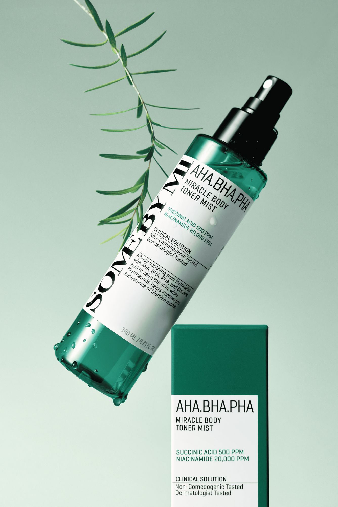 SOME BY MI AHA-BHA-PHA 30 Days Miracle Body Toner Mist Очищающий тонер-мист для тела с кислотами и экстрактом чайного дерева 140мл