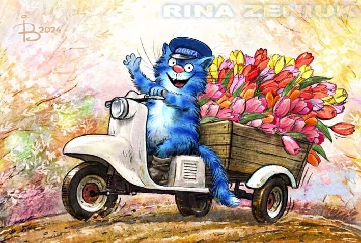 DIY Вышивка крестиком / Rina Zenyuk Blue Cats / экологическая хлопчатобумажная нить / 40*60 см /