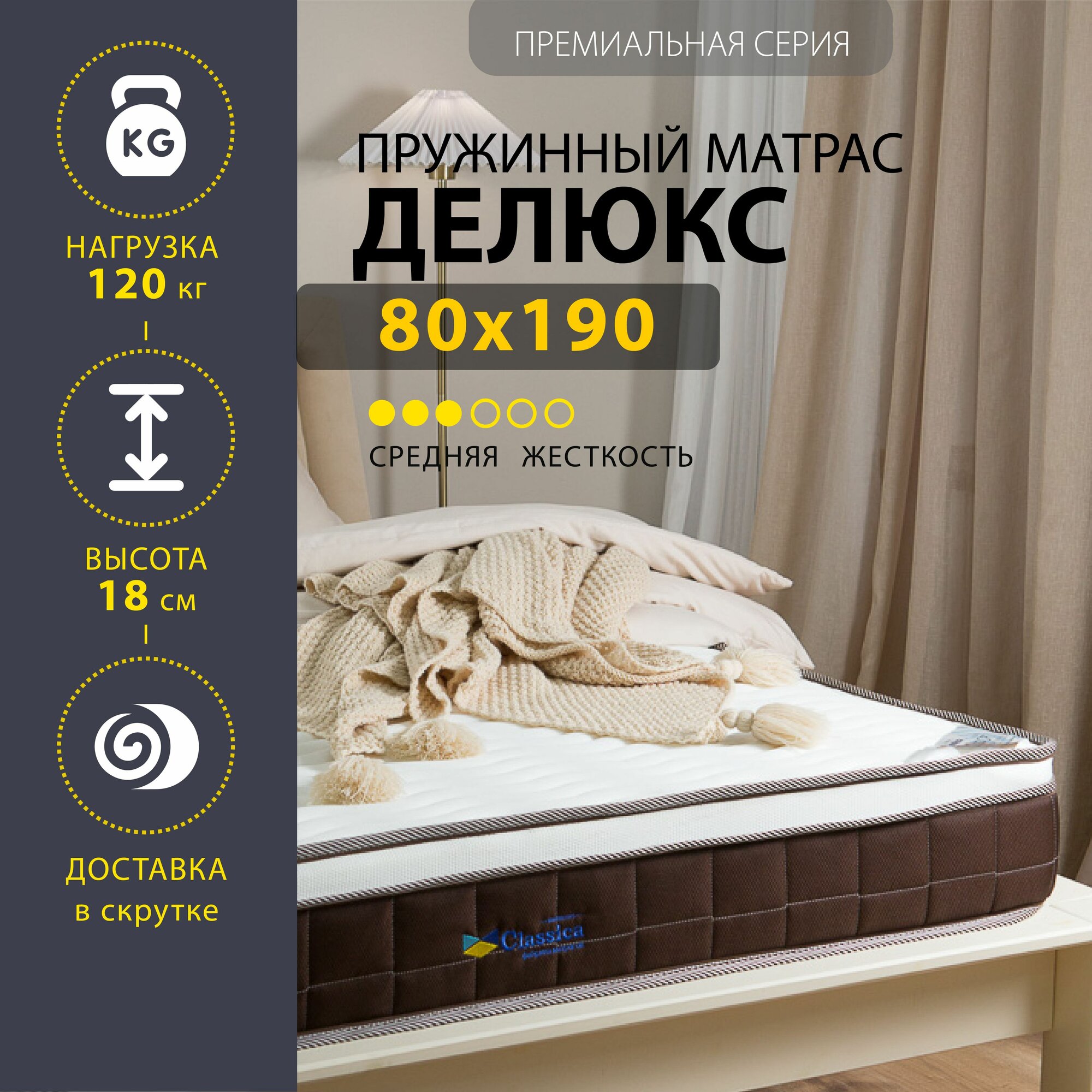 Матрас Classica Делюкс независимые пружины средняя жёсткость