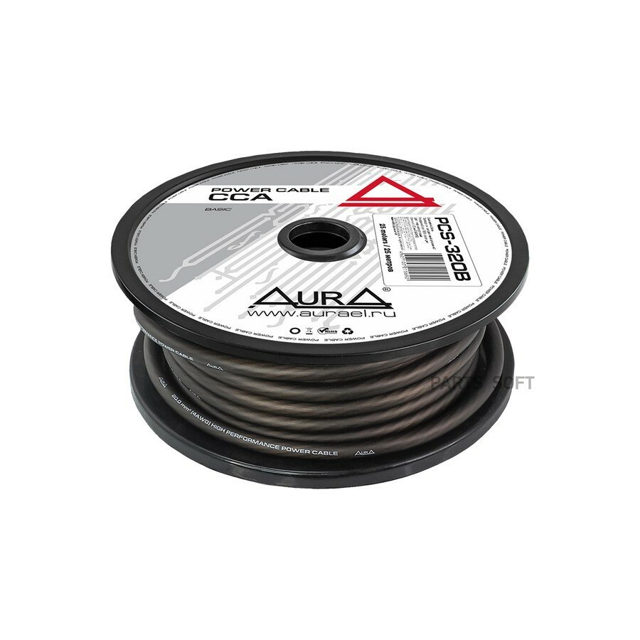 Кабель силовой, 4AWG20ММ2, 25МКАТУШКА, черный от официального дистрибьютора, AURA, артикул PCS320B