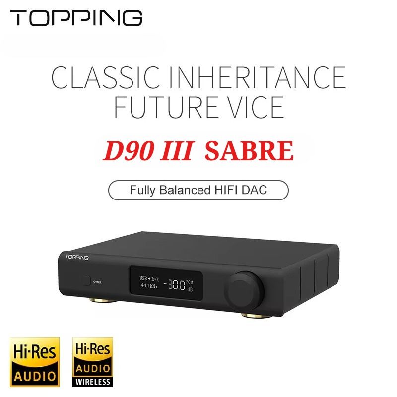 TOPPING D90III Sabre — предусилитель/декодер, в котором применена технология полностью сбалансированной конструкции.