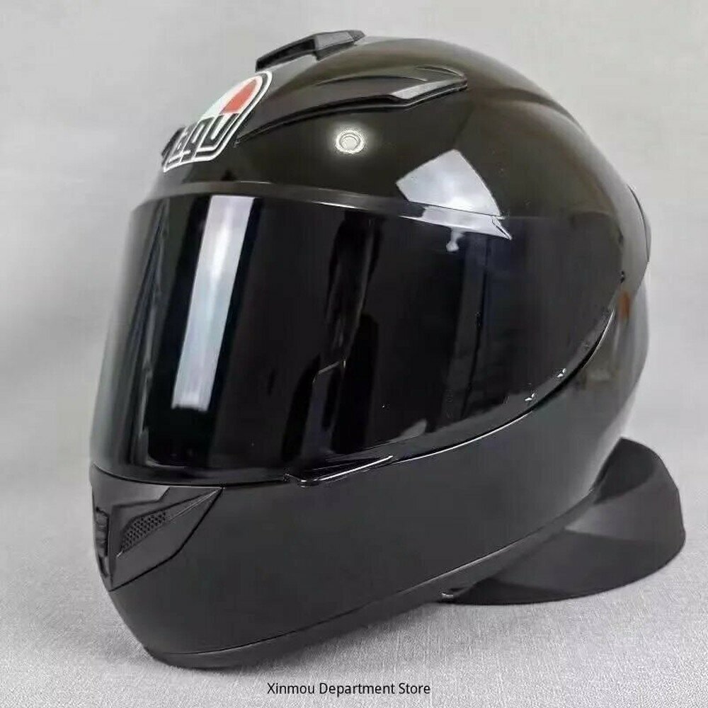 Мотошлем AGV, карбон, дымчатый визор, съемный, черный, размер M