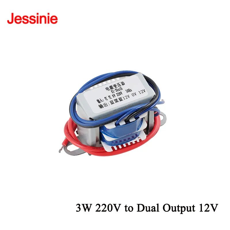 Jessinie трансформатор переменного тока 220V 6V 9V 12V 15V 18V 24V 3W 220V to Dual 12V