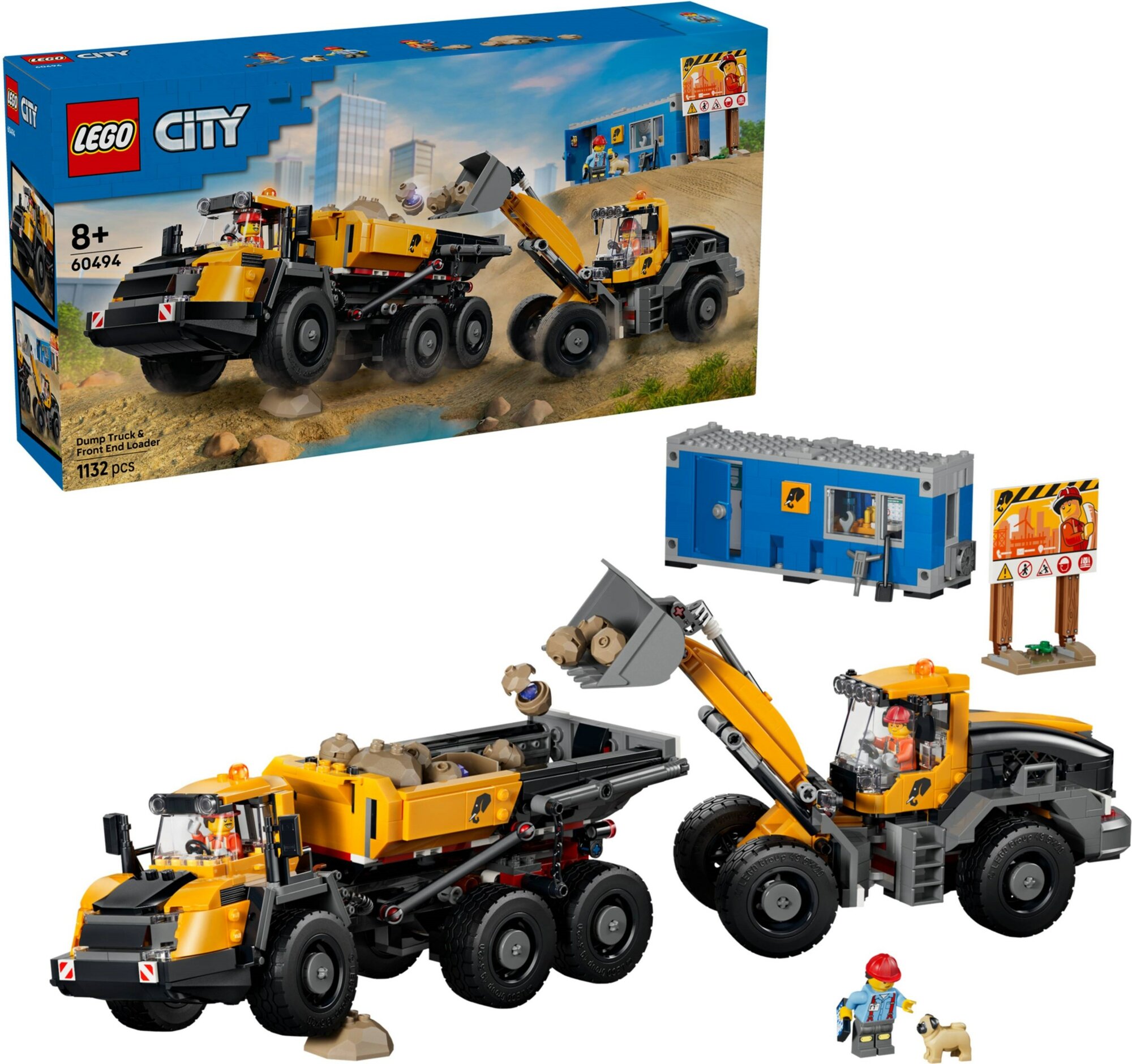 Конструктор LEGO 60494 - Лего Самосвал и фронтальный погрузчик, 1132 детали