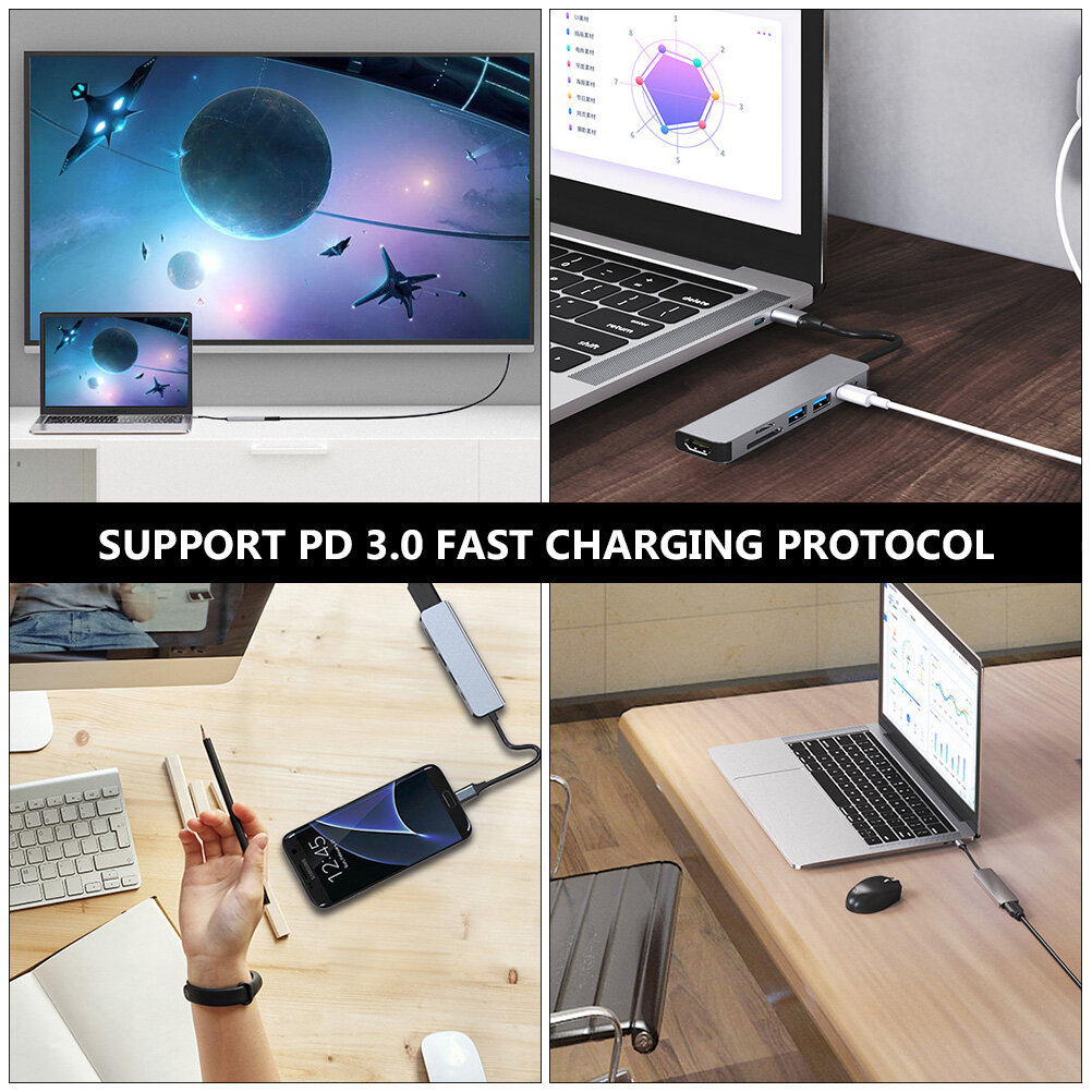 USB Hub 6 В 1 Для Ноутбука С Поддержкой PD 3 0 87W 11 4X1 1X2 8CM