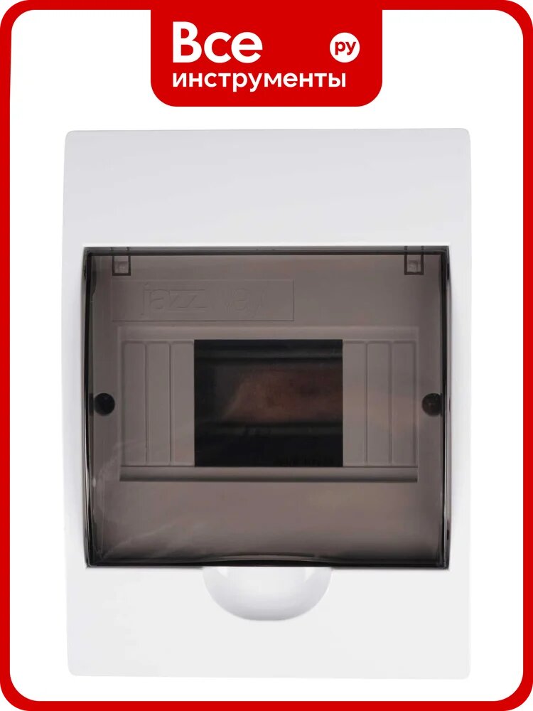 Щит распределительный бокс модульный навесной Jazzway PDB/W 1006 белый с прозрачной крышкой 6 модулей (ЩРН-П-6) IP41, 5071650