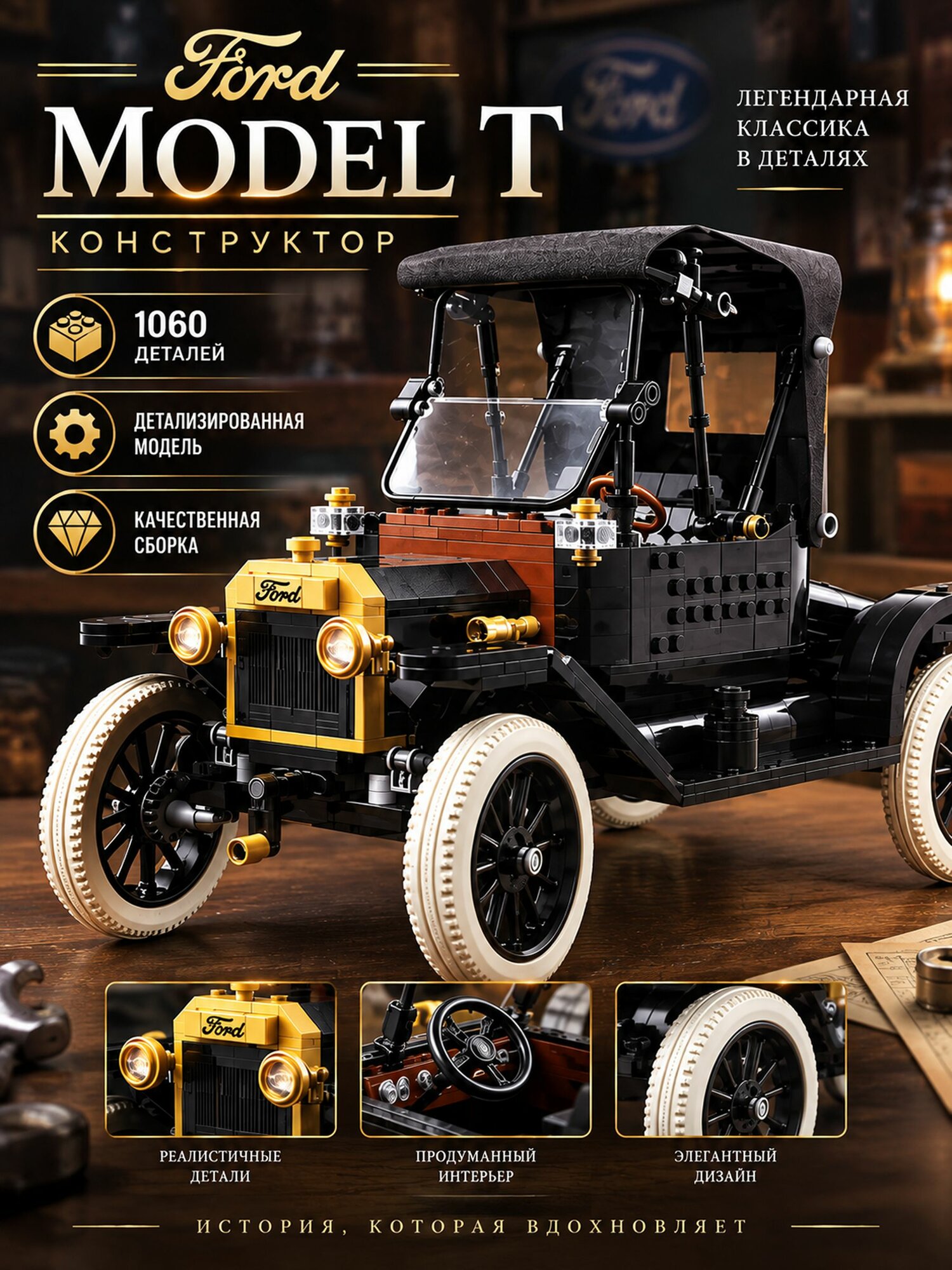 Конструктор Ford Model T, Форд 1060 деталей
