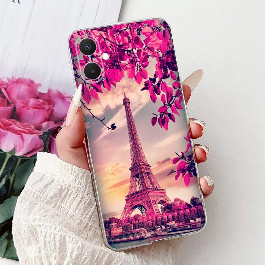 Мягкий прозрачный силиконовый чехол для Samsung Galaxy A07 A17 4G 5G, чехол SamsungA17 A 07, чехол с изображением кота, розы, дракона, модный бампер, капа