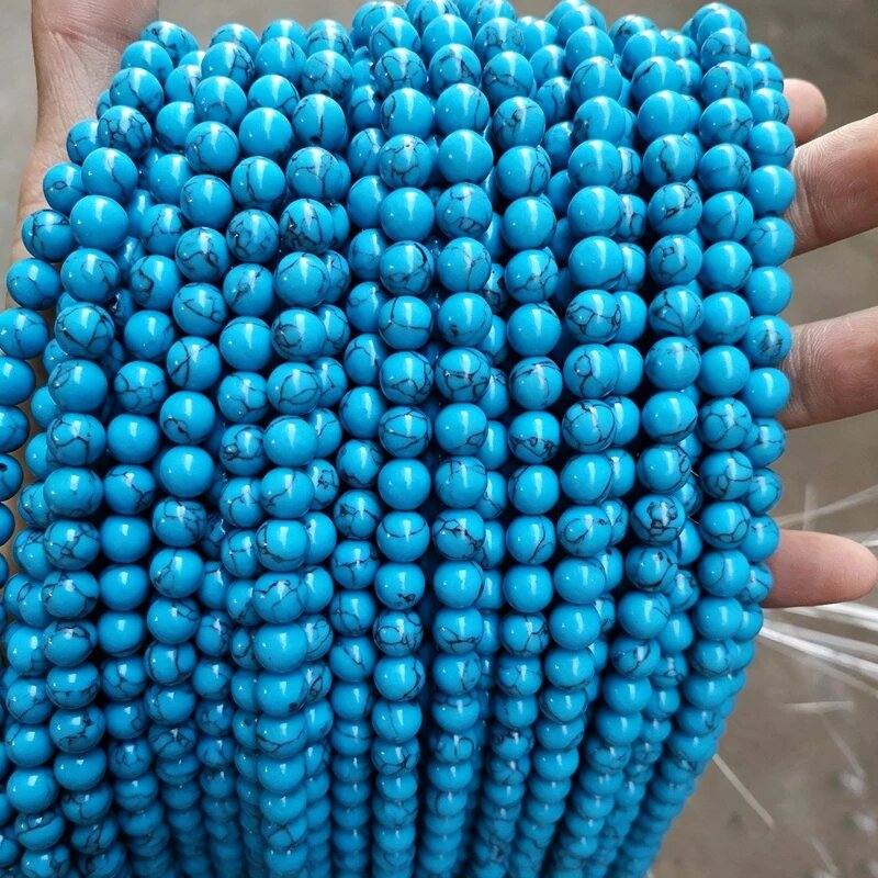 Бусины из лавового камня, бирюзы, агата 4-12 мм Синий, 6mm (approx 61pcs), Blue Howlite B