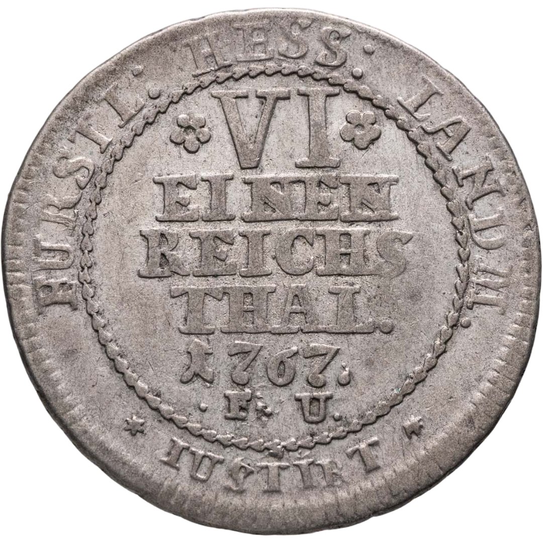 Германия Гессен-Кассель 1/6 талера 1767, Серебро, в сохранности VF