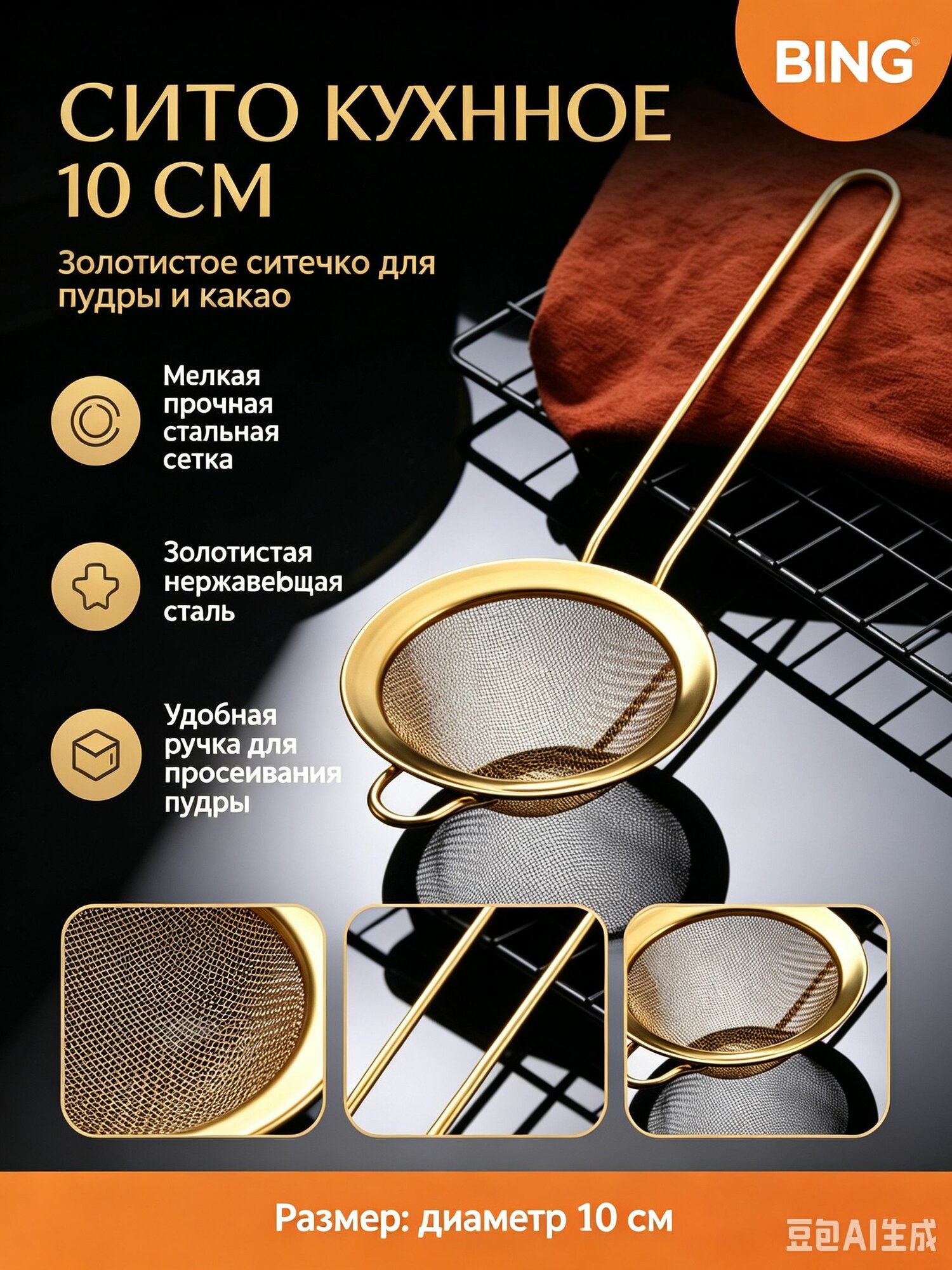 Сито, диаметр 10 см, 1 предм.