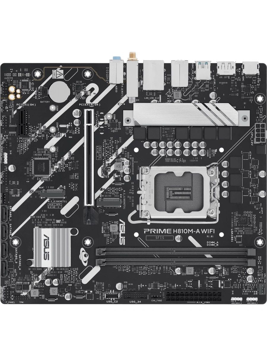 Материнская плата Asus PRIME H810M-A WIFI Soc-1851 Intel H810 2xDDR5 mATX AC`97 8ch(7.1) GbLAN RAID+HDMI+DP