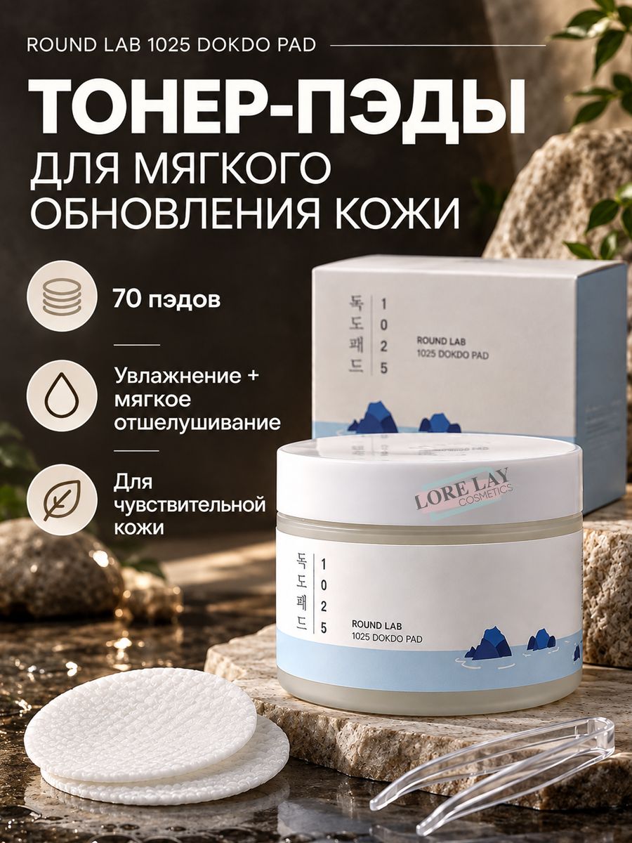 ROUND LAB - Увлажняющие тонер-пэды с морской водой "Dokdo Pad" 70 шт