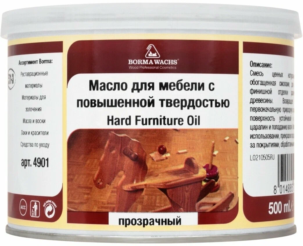 BORMA WACHS (Борма) Hard Furniture Oil Масло для мебели с повышенной твердостью 0,5 л, 4901